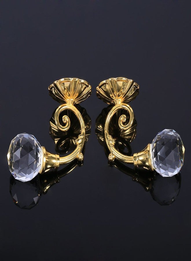 Marhynchus Crystal Hanger, 2X Heavy Metal Curtain Tiebacks with Gold Finish, Decorative Wall Mounted Window Treatment Holdbacks, 1.57x2.44 inches, 0.167 kg - Image 1